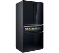 Siemens KF96RSBEA 572L American Fridge Freezer, Black Glass, hyperFresh, Beverage Center Non-Plumbed Water Dispenser E