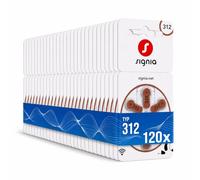 Siemens-Signia Hearing Aid Batteries Type 312 Brown, Batteries for Hearing Aids, Pack of 120, Made in Germany, Includes Cleaning Cloth, Wireless Approved, Mercury-Free
