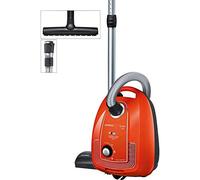 Siemens Vacuum Cleaner with Bag iQ300 VSP3AAAA, Floor Vacuum Cleaner, Hygiene Filter, Floor Nozzle for Parquet, Carpet, Tiles, Long Cable, Crevice Nozzle, 750 W, Red