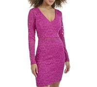 Siena Women's Long Sleeve V-Neck Floral Stretch Lace Bodycon Mini Dress Cocktail, Fuchsia, 18