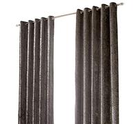 Sienna 2 Panel Crushed Velvet Curtain Eyelet Ring Top Pair of Fully Lined Curtains, Soft Luxury Thermal Insulated Curtains Window Treatment 46" x 54", Charcoal Grey