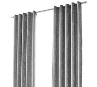 Sienna Crushed Velvet Eyelet Ring Top Pair of Fully Lined Curtains - Silver 46" x 72"