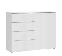 Sienna 4 Chest of Drawers 1 Door in White/White High Gloss, none