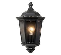 Sienna - Black Outdoor Half Lantern Wall Light with PIR Motion Sensor