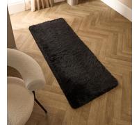 Sienna Black Runner Rugs for Hallway, Soft Fluffy Rugs for Bedroom Living Room Modern Anti Slip Shaggy Hallway Runner Non-Shedding Thick Pile Area Rug, 60 x 150cm