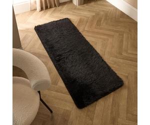 Sienna Black Runner Rugs for Hallway, Soft Fluffy Rugs for Bedroom Living Room Modern Anti Slip Shaggy Hallway Runner Non-Shedding Thick Pile Area Rug, 60 x 150cm