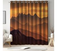 Sienna Blackout Curtains for Sliding Door, Abstract Mountains Sunset Clouds, Thermal Insulated Eyelet Pair, Light Blocking Privacy, 2 Panels for Patio Door 46" x 54"