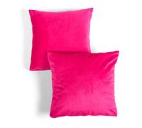 Sienna Bright Pink Cushion Covers 45 x 45cm, Super Soft Matte Velvet Decorative Square Pillow Covers with Invisible Zipper for Sofa Living Room Bedroom 2 Pack