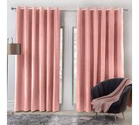Sienna Capri Matte Luxury Beautiful Fully-Lined Velvet Eyelet Curtains, Blush Pink - 66" wide x 72" drop