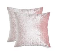 Sienna Crushed Velvet Pack of 2 Filled Cushion Covers 45 x 45, Living Room Bed Sofa Cushion Covers Bedroom Decorative Luxury Home Cushions with Covers, Blush Pink