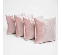 Sienna Crushed Velvet Pack of 4 Cushion Covers 18 x 18 for Living Room Bedroom Plain Decorative Luxury Home Bed Sofa - 45 x 45cm, Blush Pink