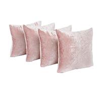 Sienna Crushed Velvet Pack of 4 Filled Cushion Covers 45 x 45, Bedroom Decorative Luxury Home Cushions with Covers Living Room Bed Sofa Cushion Covers, Blush Pink