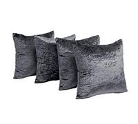 Sienna Crushed Velvet Pack of 4 Filled Cushion Covers 45 x 45, Living Room Bed Sofa Cushion Covers Bedroom Decorative Luxury Home Cushions with Covers, Charcoal Grey