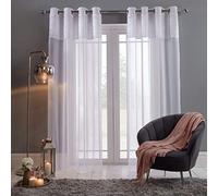 Sienna Pair of Crushed Velvet Voile Net Curtain Eyelet - White