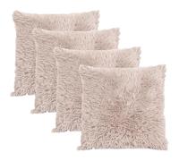 Sienna Cushion Covers Fluffy Throw Pillowcases 4 Pack, Super Soft Comfy Fabric Modern Neutral Stone Luxury Pillow Covers For Livingroom Sofa Bed, 45x45cm-Natural