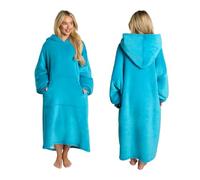 Sienna Extra Long Hoodie Blanket, Super Soft Coral Fleece Oversized Wearable Blanket with Pockets Sleeves Giant Throw Sweatshirt for Women Men Adults Girls, Sea Blue