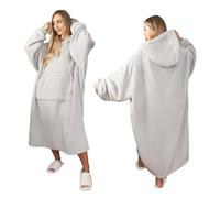 Sienna Extra Long Oversized Blanket Hoodie, Ultra Soft Wearable Throw with Pockets Sleeves Soft Sherpa Fleece Hooded Blanket Giant Sweatshirt