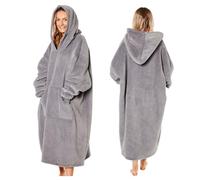 Ohs Long Hoodie Blanket Soft Sherpa Fleece Oversized Sweatshirt - Charcoal