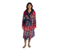 Sienna Flannel Fleece Dressing Gown, Christmas Gifts for Women Super Soft Warm Sherpa Lined Oxford Tartan Check Christmas Bathrobe for Women Adult Mem Loungewear, Navy/Red