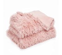 Sienna Fluffy Blanket Double Bed Throw, Valentines Gifts for Her Super Soft Cosy Warm Fleece Blanket for Bed Sofa Chair Reversible Shaggy Faux Fur Throw, Blush Pink - 150 x 200cm