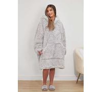 Sienna Fluffy Long Fibre Sherpa Fleece Hooded Blanket Silver