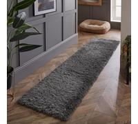 Sienna Fluffy Shaggy Rugs Living Room Hallway Runner, Charcoal 60 x 150cm