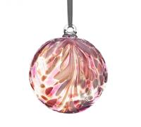 Sienna Glass 10 cm Friendship Ball, Feather Design - Flamingo