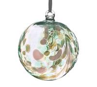 Sienna Glass 10Cm Friendship Ball Feather Design Green In Light Green Light Green