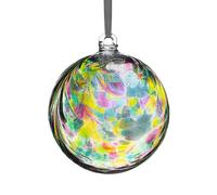 Sienna Glass 8cm Hanging Friendship Ball - Handcrafted Multicoloured Mouth-Blown Glass Ornament with Feather Design - Unique Gift Boxed Decoration for Windows, Gardens, Memorials, Birthdays
