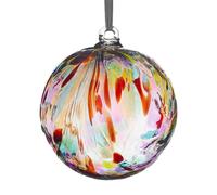 Sienna Glass 10Cm Friendship Ball Feather Design Multicoloured Red