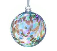Sienna Glass 10cm Friendship Ball - Feather Design - Peacock