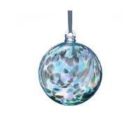 Sienna Glass 10Cm Friendship Ball Feather Design Peacock