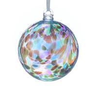 Sienna Glass 10cm Hanging Friendship Ball - Handcrafted Green & Blue Peacock Feather Design - Mouth-Blown Glass Ornament - Gift Boxed Decoration for Windows, Gardens, Memorials, Birthdays