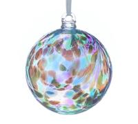 Sienna Glass 10cm Hanging Friendship Ball - Handcrafted Green & Blue Peacock Feather Design - Mouth-Blown Glass Ornament - Gift Boxed Decoration for Windows, Gardens, Memorials, Birthdays