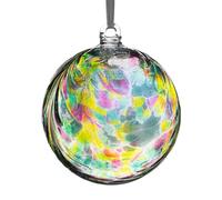 Sienna Glass 10cm Hanging Friendship Ball - Handcrafted Multicoloured Mouth-Blown Glass Ornament with Feather Design - Unique Gift Boxed Decoration for Windows, Gardens, Memorials, Birthdays