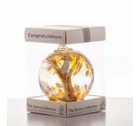 Sienna Glass 10cm Spirit Ball - Congratulations - Pastel Gold