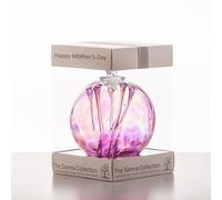 Sienna Glass 10cm Spirit Ball - Handcrafted Pink & Purple Mouth-Blown Glass Ornament - Unique Gift Boxed Decoration for Mother's Day, Windows, Gardens, Memorials, Birthdays, Anniversaries, Home Decor