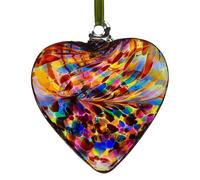 Hanging Mouth Blown Glass Heart Multi Coloured