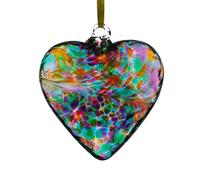 Sienna Glass 12cm Hanging Glass Heart - Handcrafted Turquoise and Blue Mouth-Blown Glass Ornament with Swirling Design - Unique Gift Boxed Decoration for Windows, Gardens, Weddings, Birthdays