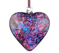 Sienna Glass 12cm Hanging Glass Heart - Handcrafted Blue and Green Mouth-Blown Glass Ornament with Ribbon - Unique Gift Boxed Decoration for Windows, Gardens, Weddings, Birthdays, Anniversaries,