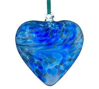 Sienna Glass 12cm Hanging Glass Heart - Handcrafted Pink and Blue Mouth-Blown Glass Ornament with Ribbon - Unique Gift Boxed Decoration for Windows, Gardens, Weddings, Birthdays, Anniversaries