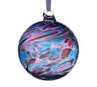 Hanging Glass Friendship Ball, 8cm, Blue and Pink