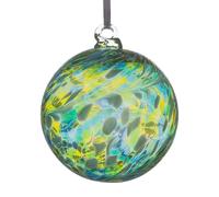 Sienna Glass Hanging Friendship Ball - 8cm Green & Blue - Handcrafted Glass Ornament with Hanging Ribbon - Unique Gift for Special Occasions