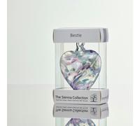Sienna Glass 8cm Friendship Heart - Bestie (Pearl, Handmade Glass Keepsake)