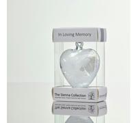 Sienna Glass 8cm Friendship Heart - In Loving Memory (White, Handmade Glass Keepsake)