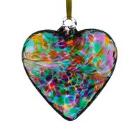 Sienna Glass 8cm Friendship Heart - Multicoloured Turquoise