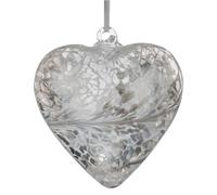 Sienna Glass 8cm Friendship Heart - Pastel Silver