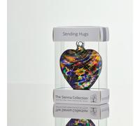 Sienna Glass 8cm Friendship Heart - Sending Hugs - Multicoloured