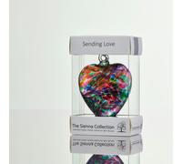 Sienna Glass 8cm Friendship Heart - Sending Love (Multicoloured Turquoise, Handmade Glass Keepsake)