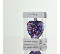Sienna Glass 8cm Friendship Heart - Stay Strong (Purple & Blue, Handmade Glass Keepsake)